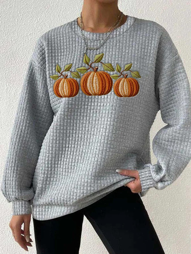 Women's Fall Pumpkin Check Sweatshirt artswardrobe