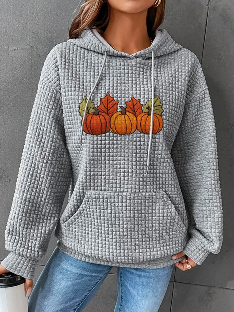 Women's Fall Pumpkin Check Hoodie artswardrobe