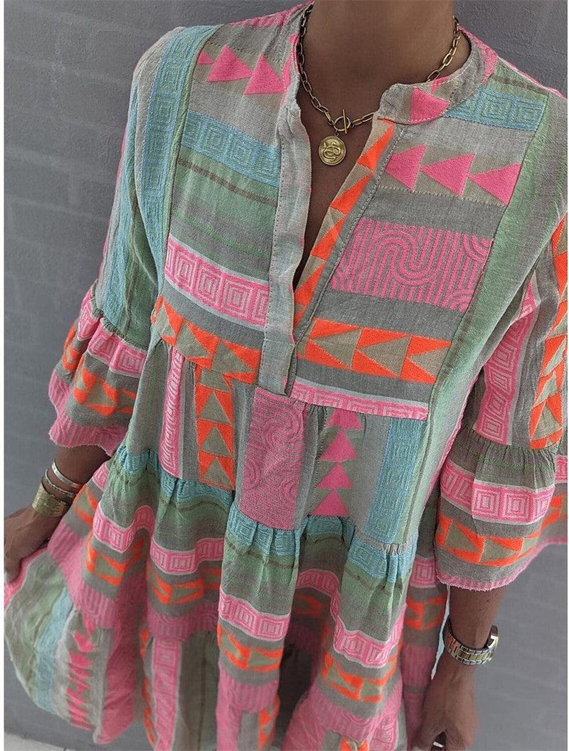 ER | Abito stampato con scollo a V