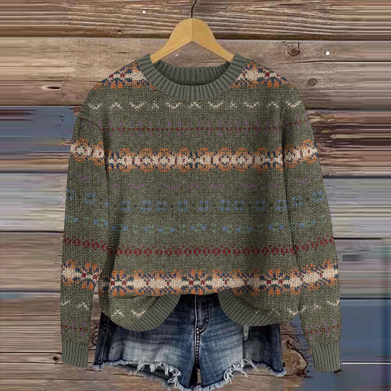 Vintage Icelandic Pattern Knitted Sweater elevenforest
