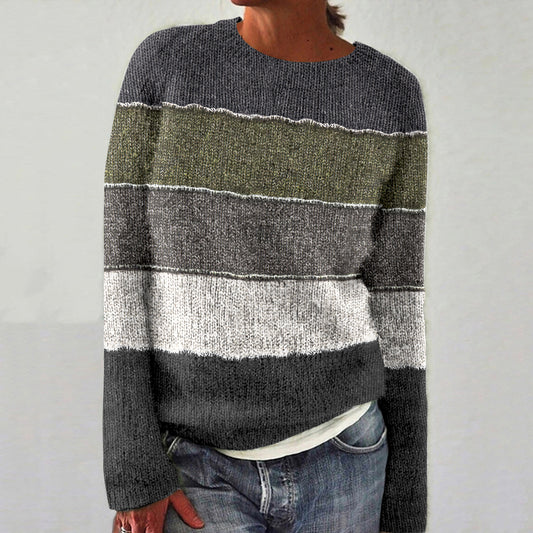 Women's Vintage Colorful Knitted Patchwork Art Sweater elevenforest