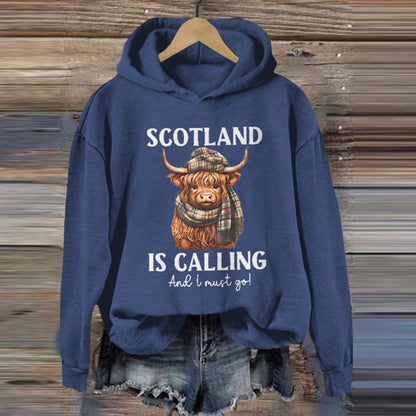 Vintage Scotland Travel Highlands Print Casual Hoodie artswardrobe