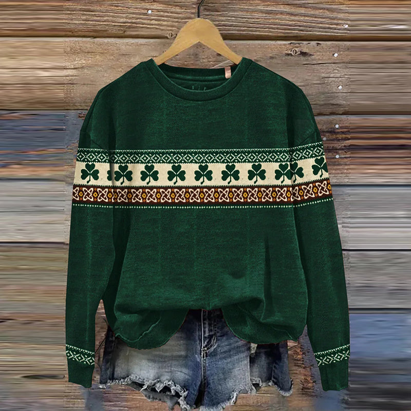 Comstylish St. Patrick's Shamrock Print Casual Sweatshirt