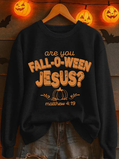Women's Are You Fall-o-ween Jesus Printed Sweatshirt artswardrobe