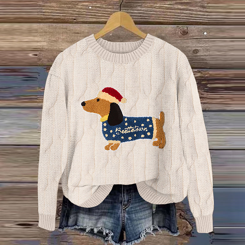 Comstylish Dachshund Pattern Cute Christmas Sweater