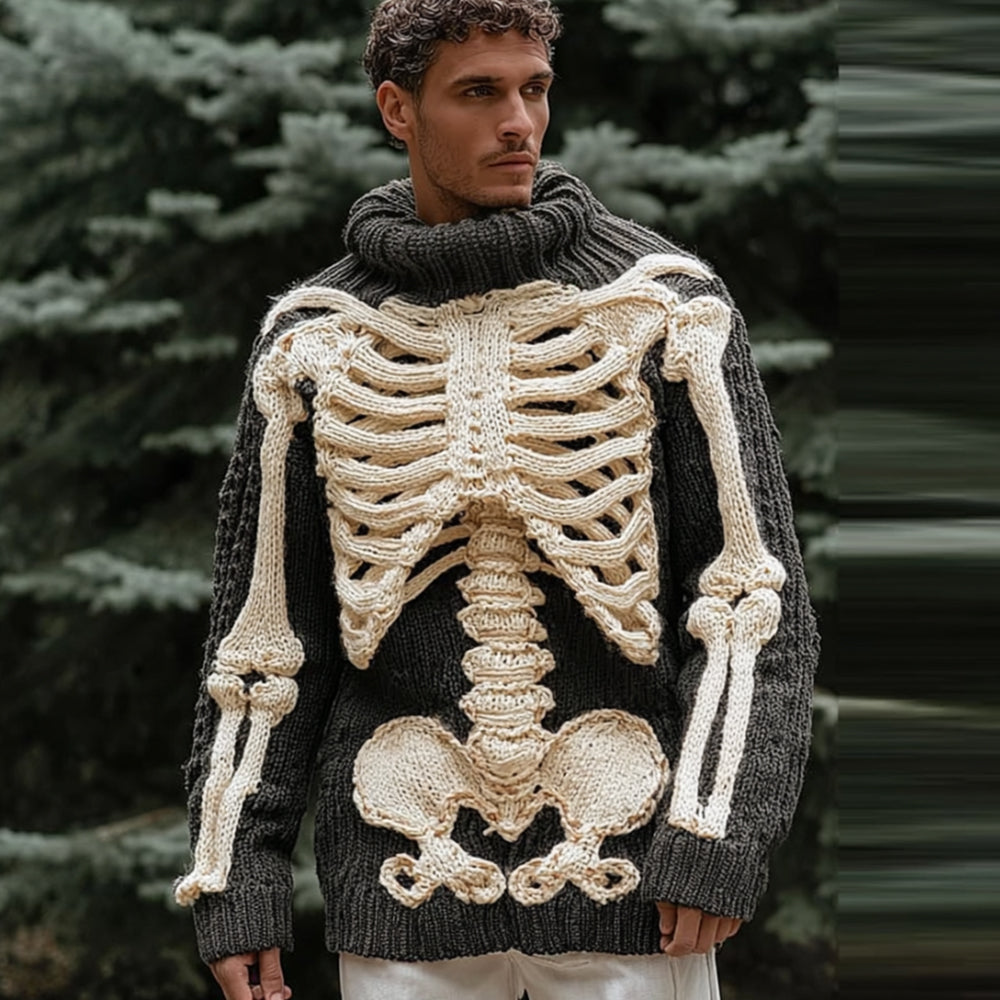 Men's Anatomy Art: Making Old Black High Collar Sweater artswardrobe