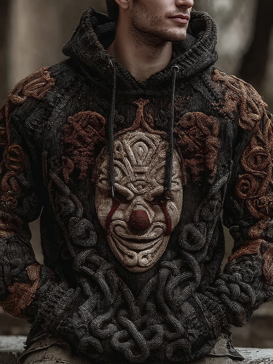 Men's Halloween Joker Mask Design Knit Beanie Sweater artswardrobe