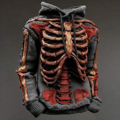 Halloween Bloody Skeleton Cozy Knit Hooded Sweater artswardrobe