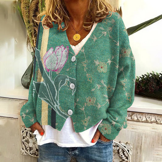 Comstylish Metallic Floral Women'S Cardigan Sweater