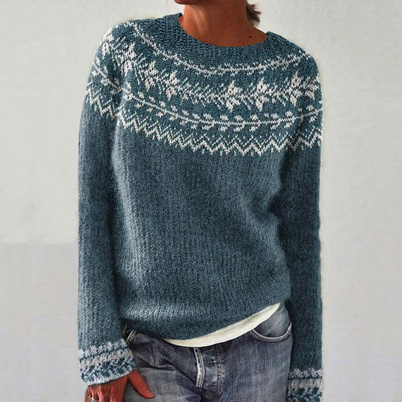 Vintage Iceland Pattern Warm Long Sleeve Sweater elevenforest