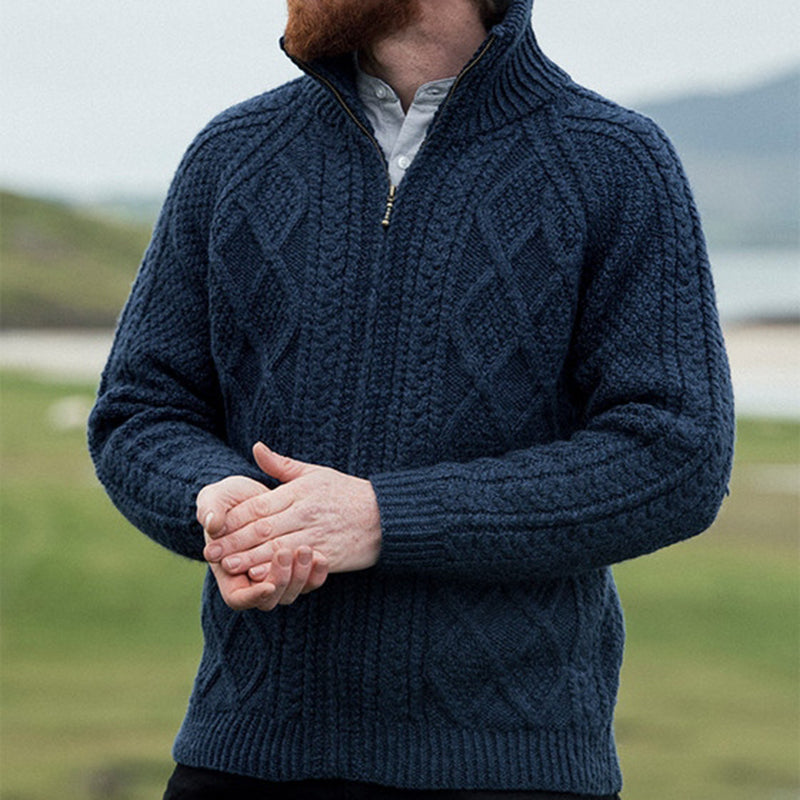 Men's Handmade Diamond Weave Aran Sweater artswardrobe