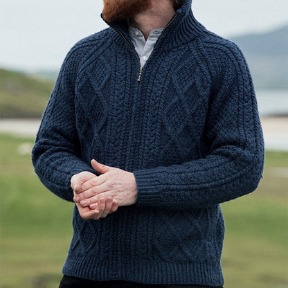 Men's Handmade Diamond Weave Aran Sweater artswardrobe