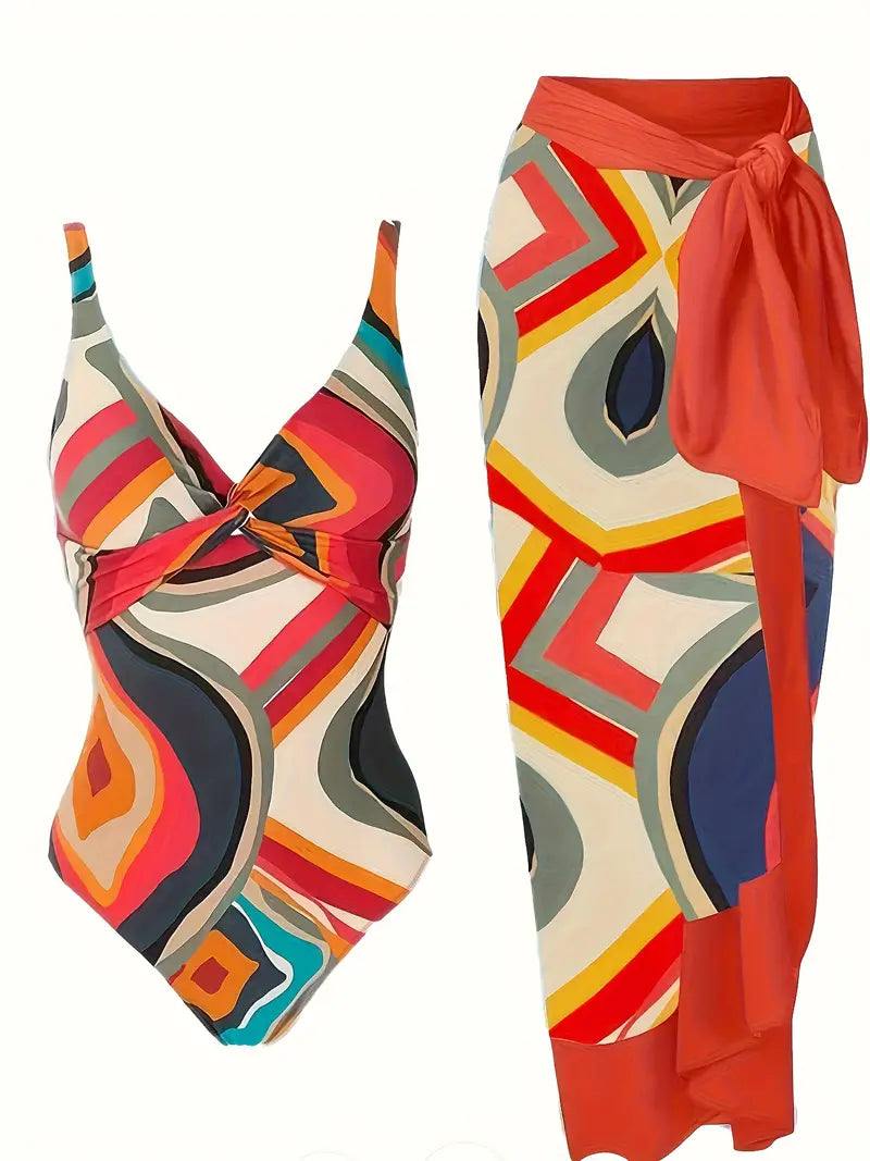 Costume da bagno affascinante con stampa tropicale