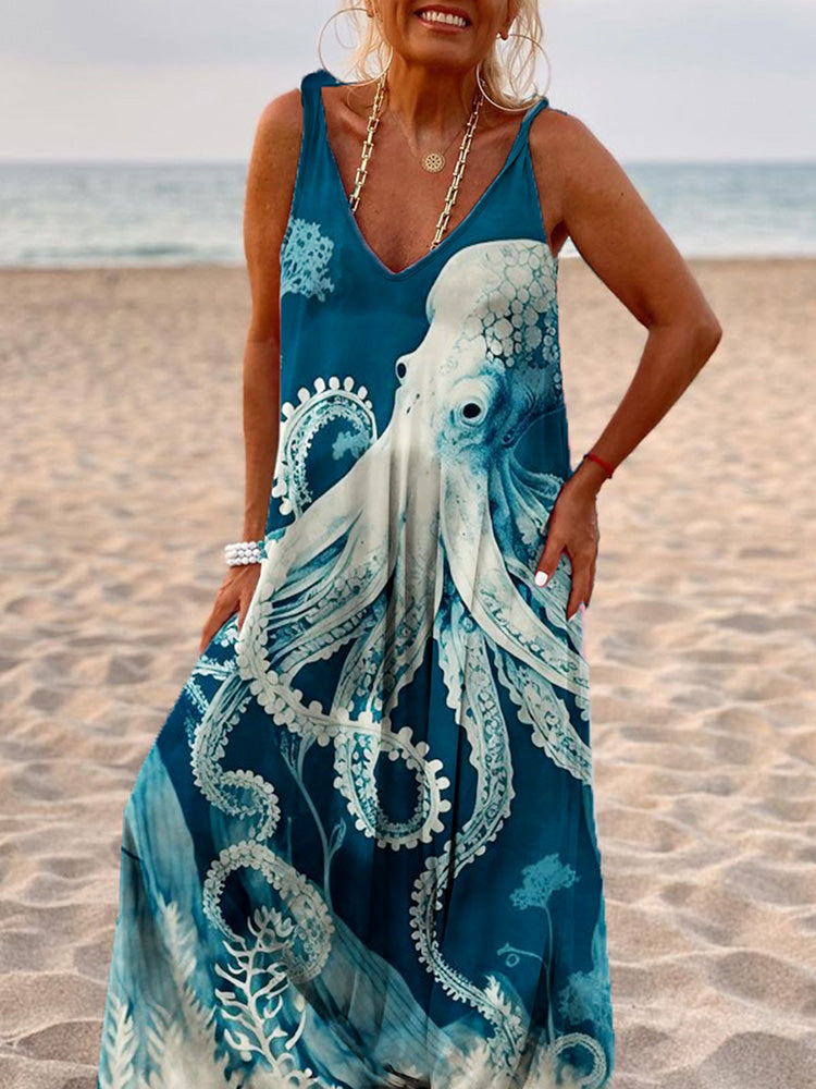 Ocean Octopus Art Pattern Women'S Dress