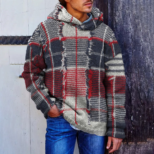Men'S Vintage Knitted Jacquard Cozy Hoodie Sweater elevenforest