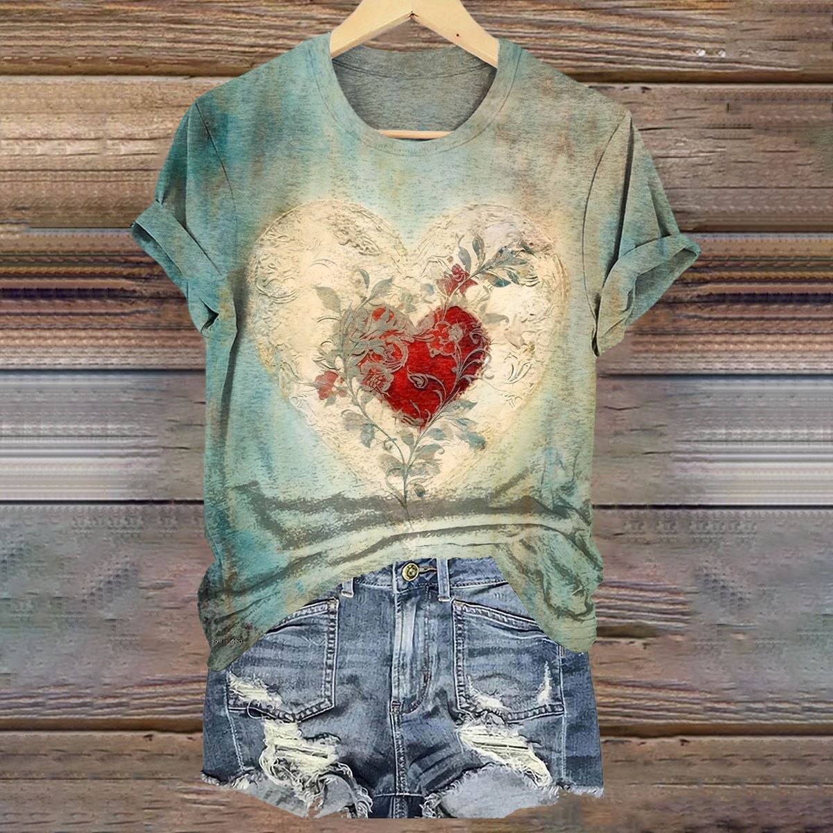 Women's Love Tattoo Graphic Art Print T-Shirt