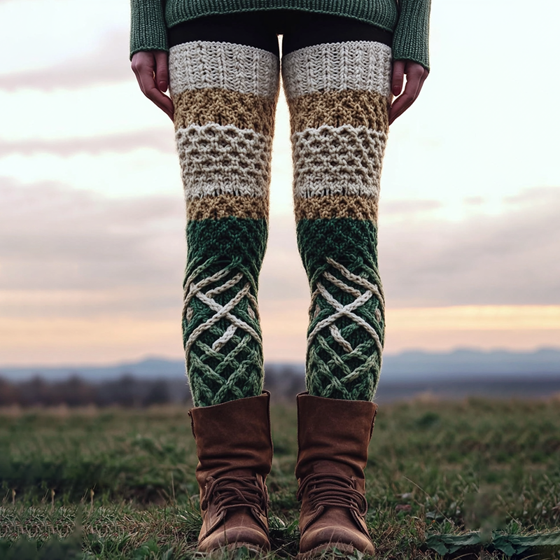 Vintage St. Patrick's Gradient Geometry Cozy Knit Leggings elevenforest