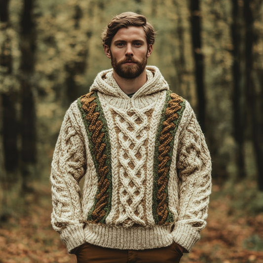 Men's Celtic Knot Jacquard Hooded Sweater elevenforest