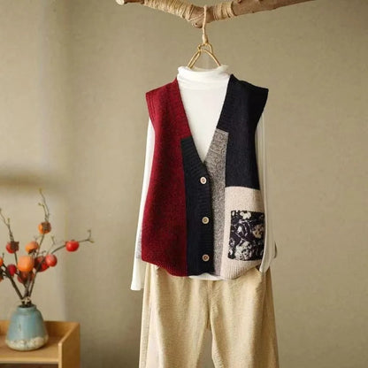 LP | Gilet in maglia con motivo colorblock