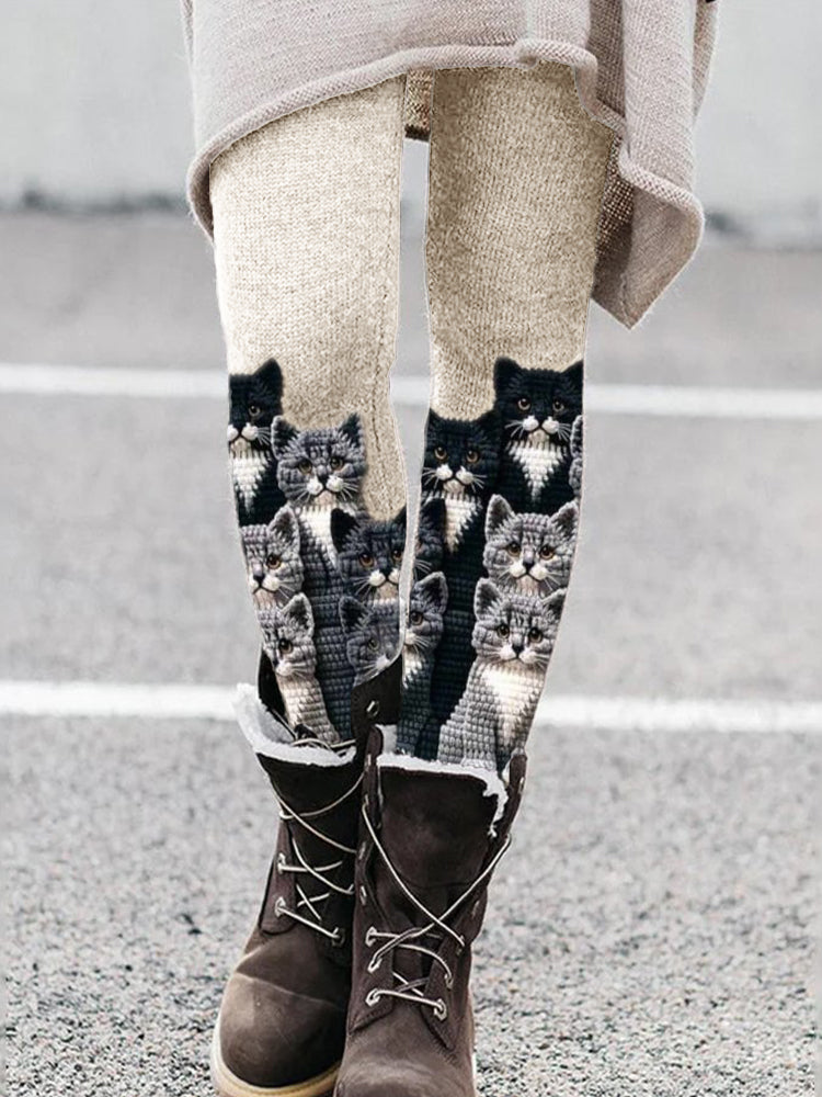 Crowded Cats Crochet Art Cozy Leggings elevenforest