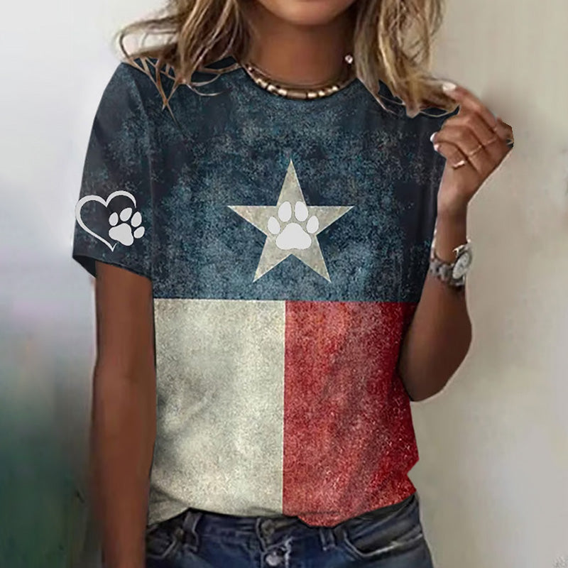 Comstylish Women's Vintage Texas Dog Rescue Print Crew Neck T-shirt
