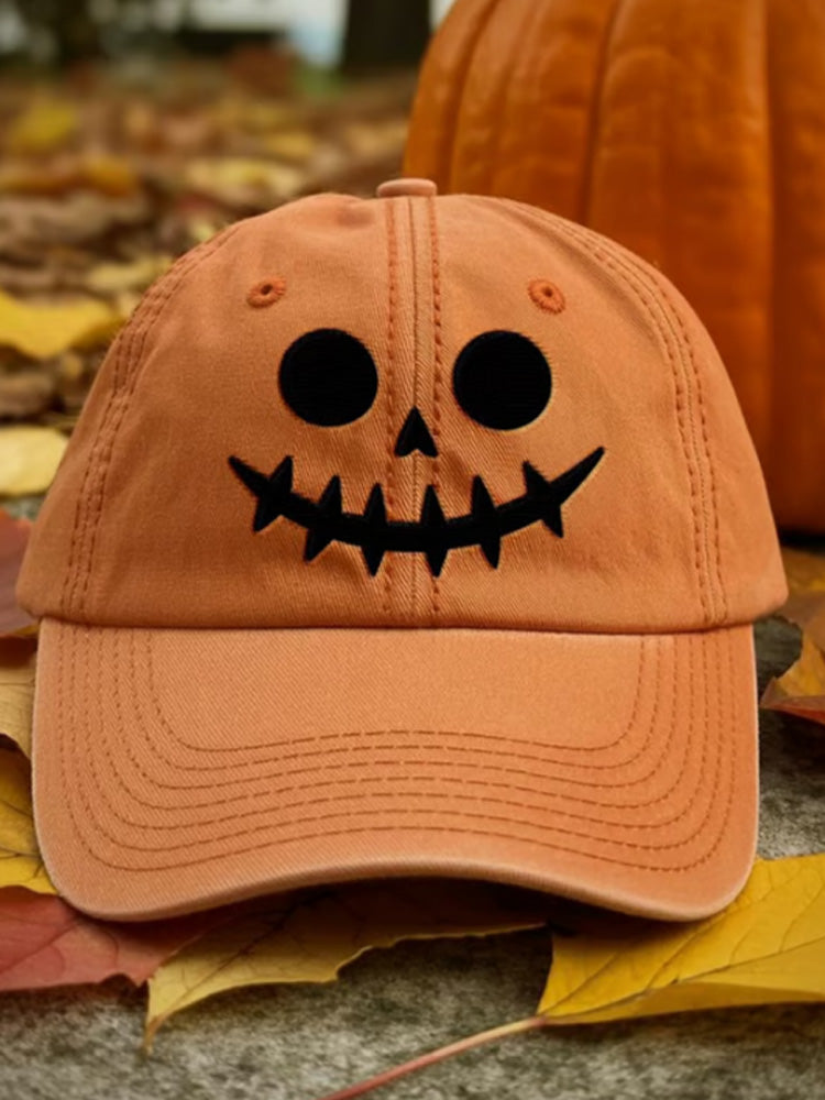 Autumn Halloween Ghost Smiling Face Printed Baseball Cap artswardrobe