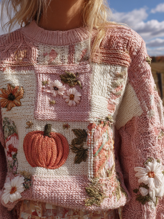 Women's Autumn/winter Thanksgiving Round Neck Warmth-giving Knit Sweater artswardrobe