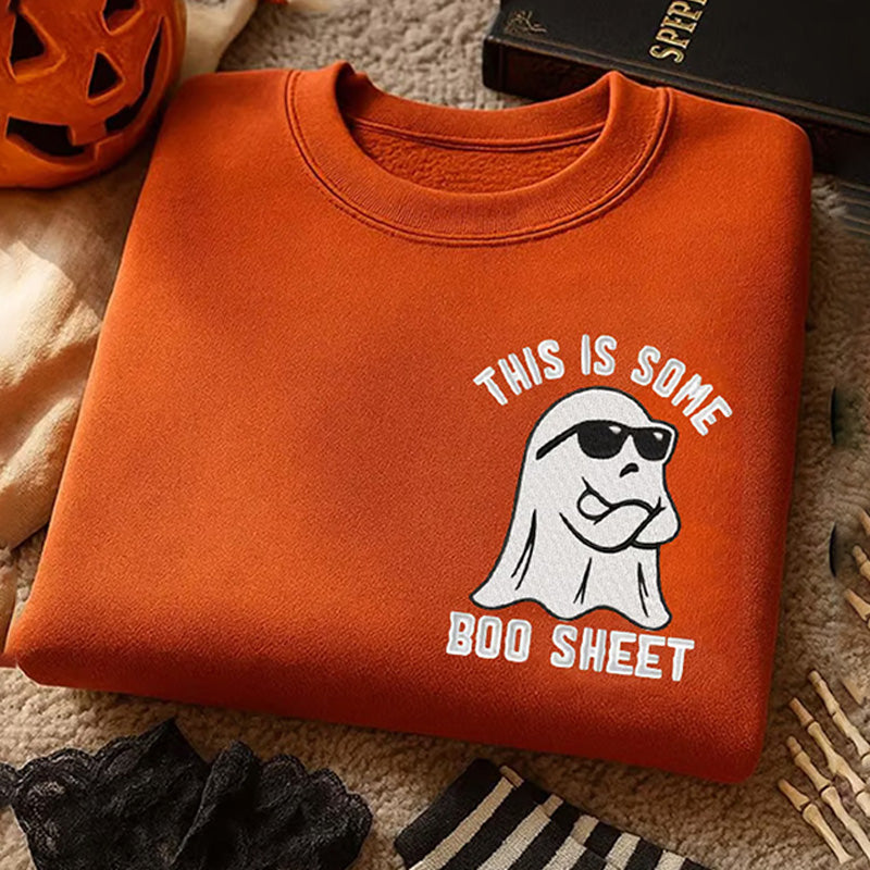 Women's This Is Some Boo Sheet Print Crew Neck Sweatshirt artswardrobe