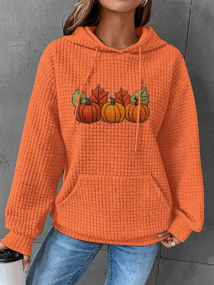 Women's Fall Pumpkin Check Hoodie artswardrobe