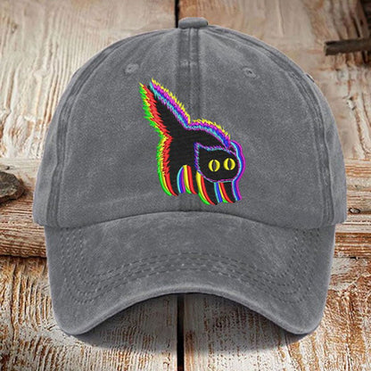 Comstylish Colorful Cat Print Washed Sun Hat