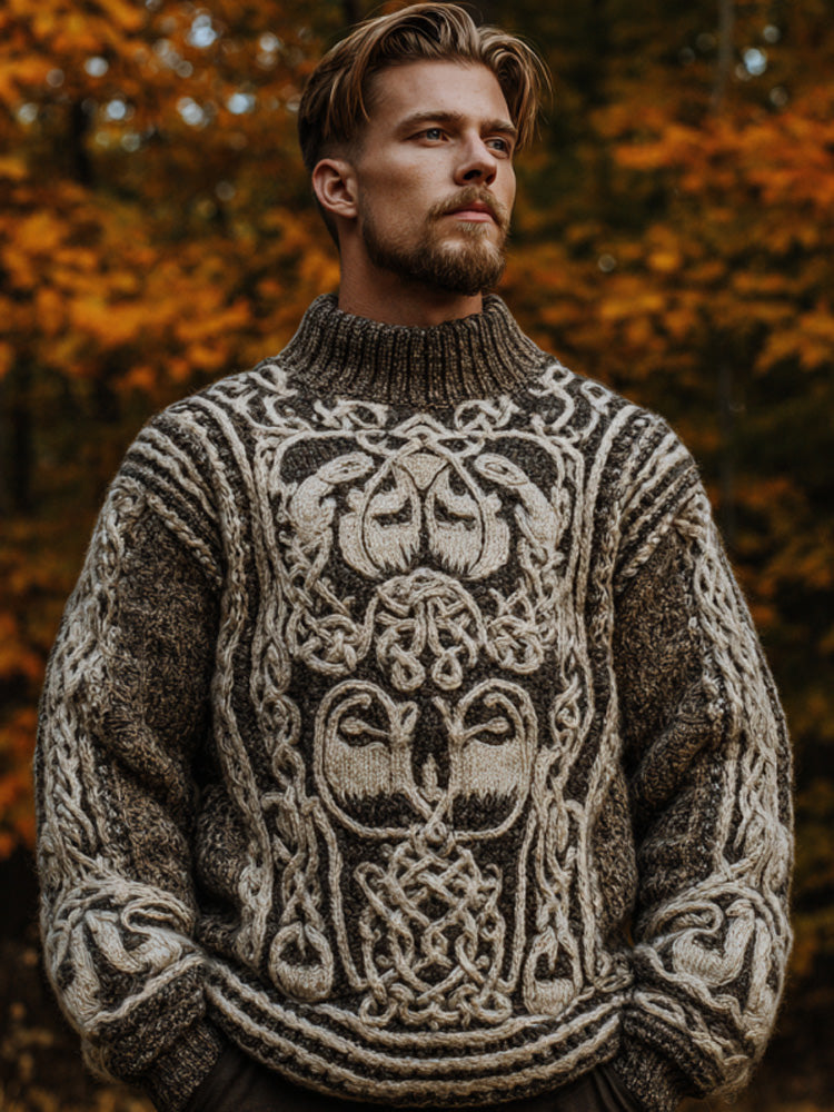 Men's Vintage Viking Halloween Embroidered Sweater artswardrobe