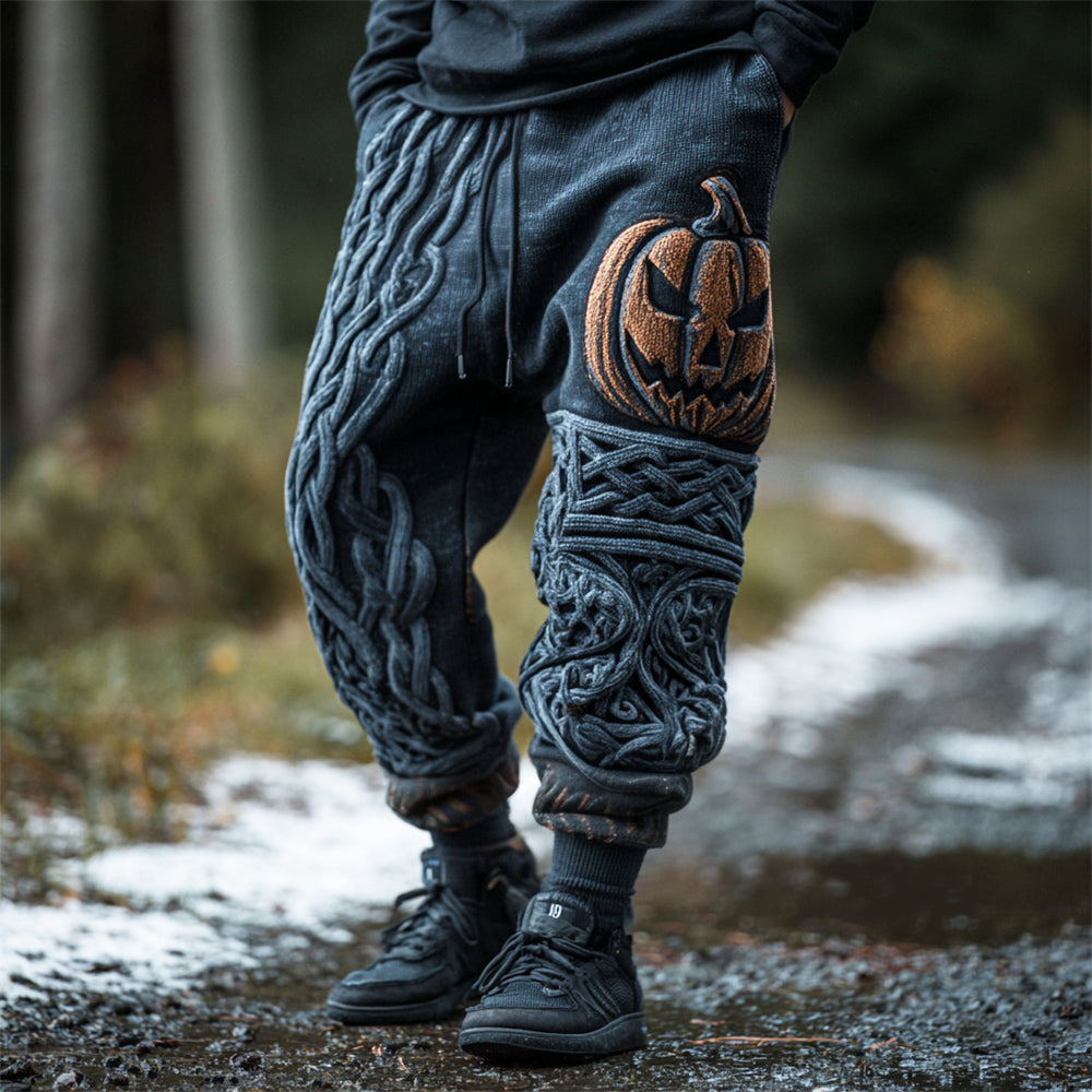 Halloween Pumpkin & Celtic Knot Art Men's Casual Pants artswardrobe