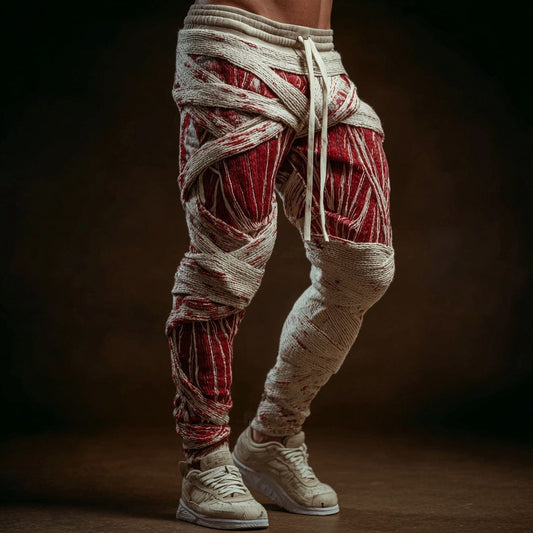 Men's Vintage Muscle Anatomy Bandage Art Knit Sweatpants artswardrobe