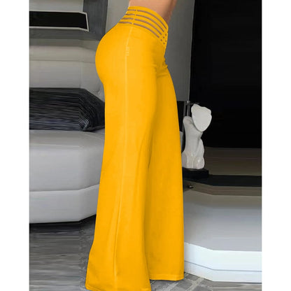 ER | Pantaloni svasati in elastan con vita incrociata