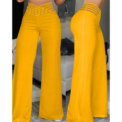 ER | Pantaloni svasati in elastan con vita incrociata