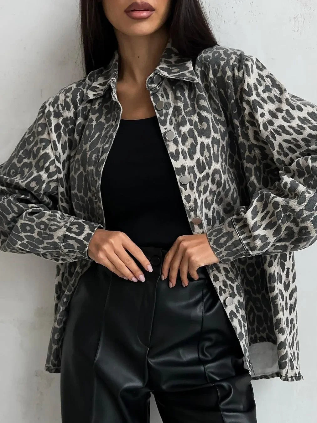 LP | Giacca di jeans con stampa leopardo per donna