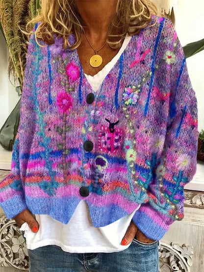 KS | Cardigan a fiori con bottoni