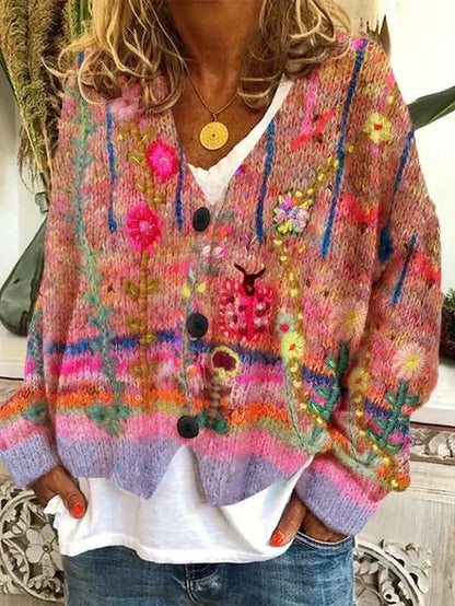 KS | Cardigan a fiori con bottoni