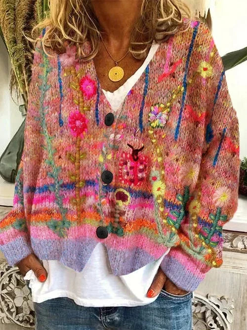 KS | Cardigan a fiori con bottoni