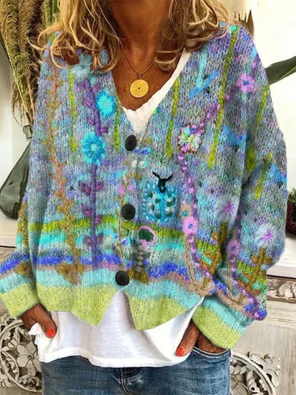 KS | Cardigan a fiori con bottoni