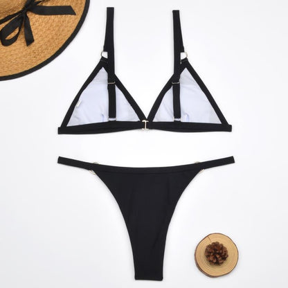 Benedetta® | Heidi-mode Two-piece Bikini Swimsuit With Gold-colored Metal Rings and Triangular Cups
