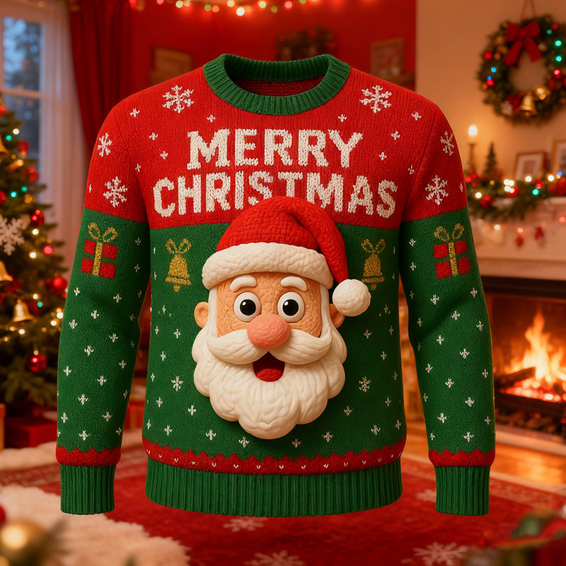 Comstylish Men's Vintage Christmas Print Knitted Sweater