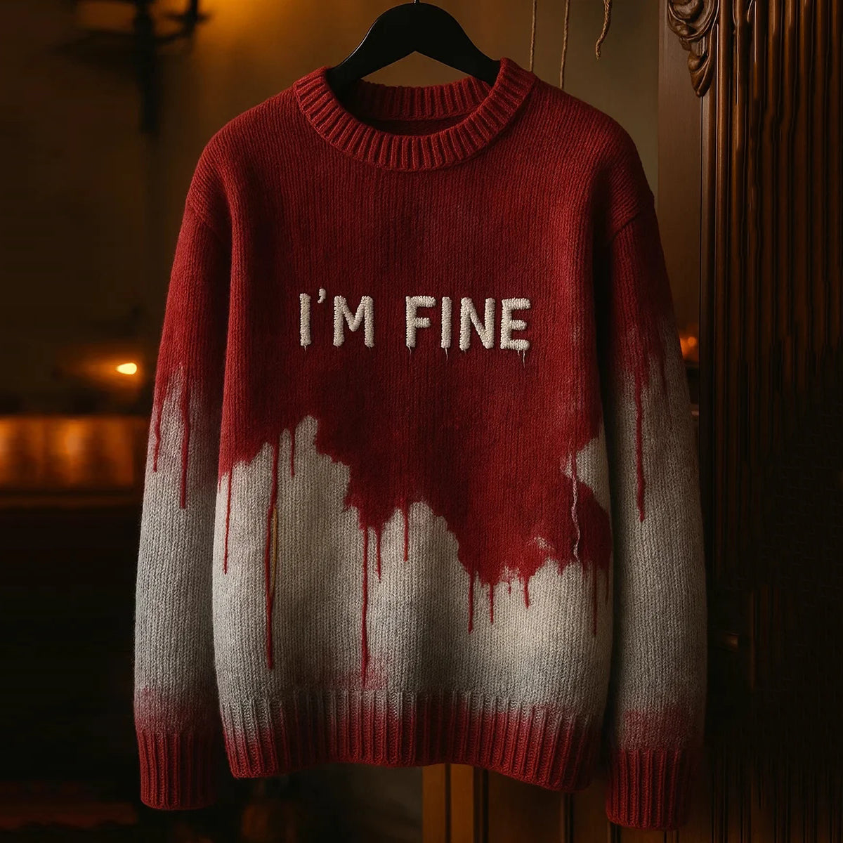 Halloween Horror Blood Print Casual Knitted Sweater artswardrobe