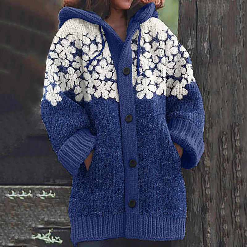 Vintage Floral Pattern Icelandic Knit Cozy Cardigan Sweater elevenforest