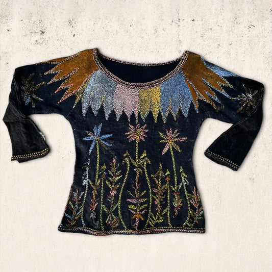 Women's Three-dimensional Plant And Flower Pattern Casual Round-neck Sweater elevenforest