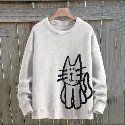 Women's Cat Knitted Art Cozy Sweater artswardrobe