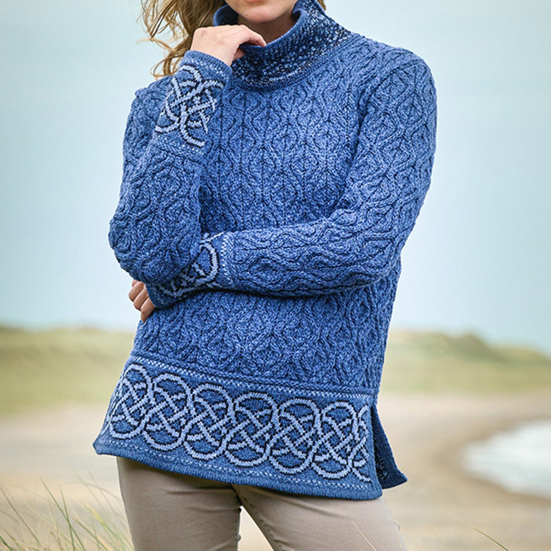 Woman Celtic Jacquard Aran Sweater elevenforest