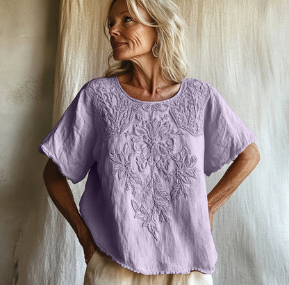 Vintage Floral Art Cotton Linen Comfy Shirt artswardrobe