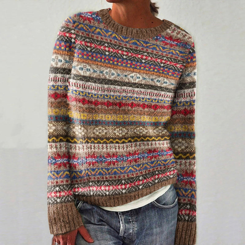 Vintage Iceland Pattern Warm Comfy Long Sleeve Sweater elevenforest