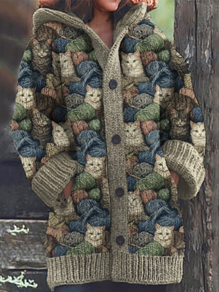 Wooly Cats Women's Cozy Hooded Cardigan elevenforest